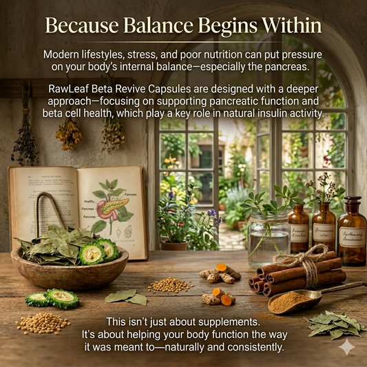 Rawleaf Beta Revive Capsules | Supports Pancreatic Function & Beta Cell Health | Promotes Natural Insulin Production | Herbal Formula for Glucose Metabolism & Daily Wellness