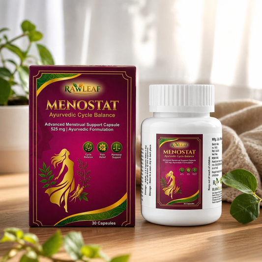 Rawleaf Menostat  Capsule | For Irregular Periods, PCOS Support, Heavy Bleeding & Cramps Relief | Hormone Balance Formula for Women | 30 Capsules