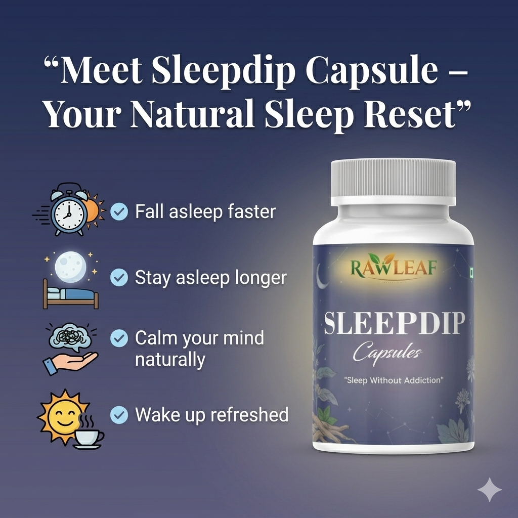 Rawleaf Sleepdip Capsule – Fall Asleep Faster Tonight | Natural Sleep Aid for Stress, Anxiety & Overthinking | Deep Sleep Support | No Grogginess, No Dependency | Natural Formula (30 Capsules)