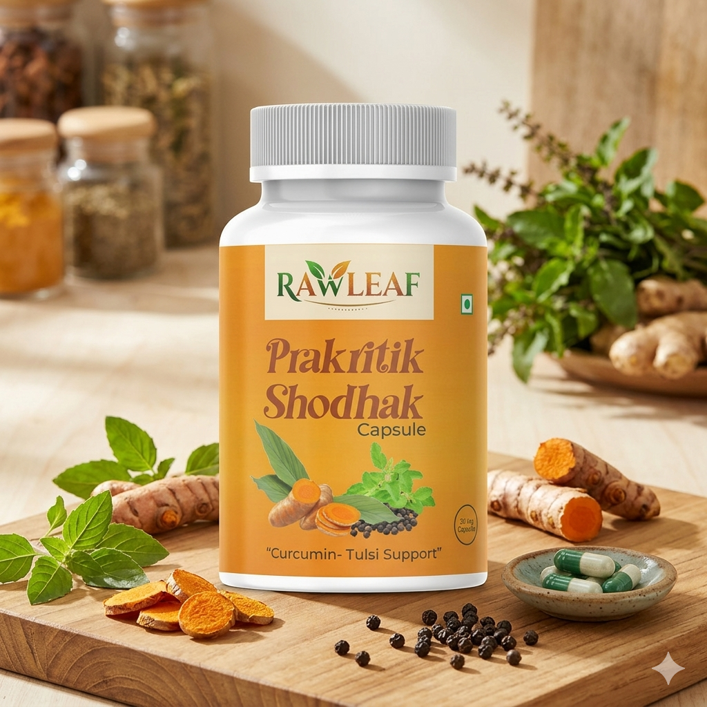 Rawleaf Prakritik Shodhak Capsule | Advanced Curcumin 95% + 20% | Panch Tulsi & Bioperine | Supports Diabetes Management, Joint Pain, Skin Health & Immunity | Natural Detox & Daily Wellness Supplement