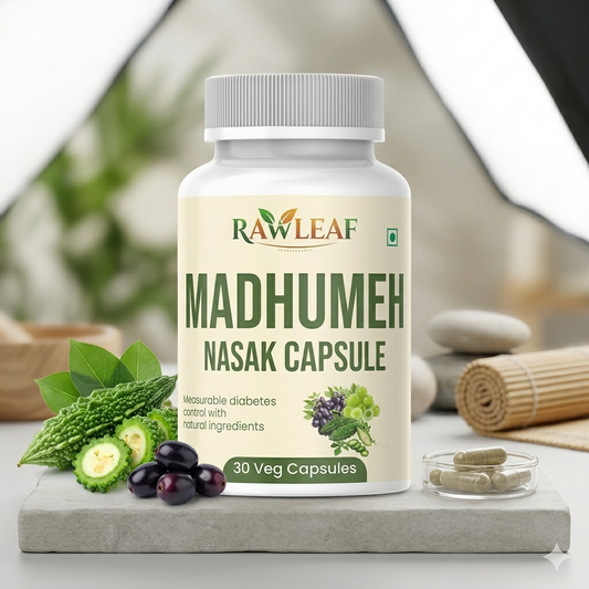 Rawleaf Madhumeh Nasak Capsules for Blood Sugar Support | Supports Pancreatic Function & Insulin Response | Ayurvedic Blend with Neem, Jamun, Gudmar, Karela | For Type 2 & Borderline Diabetes (30 Capsules)